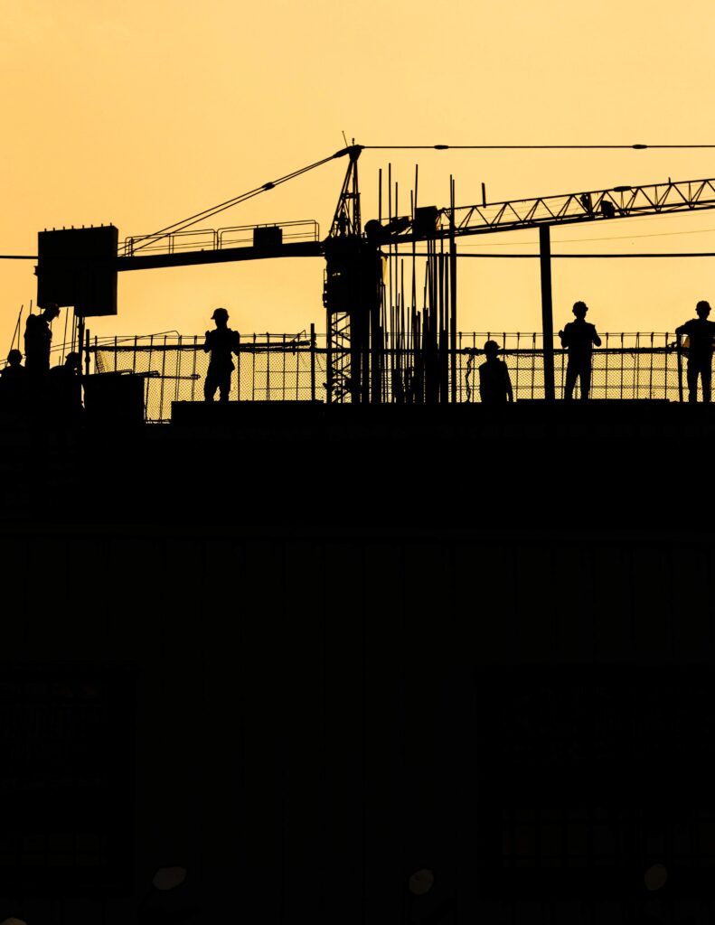 people at work on a construction site