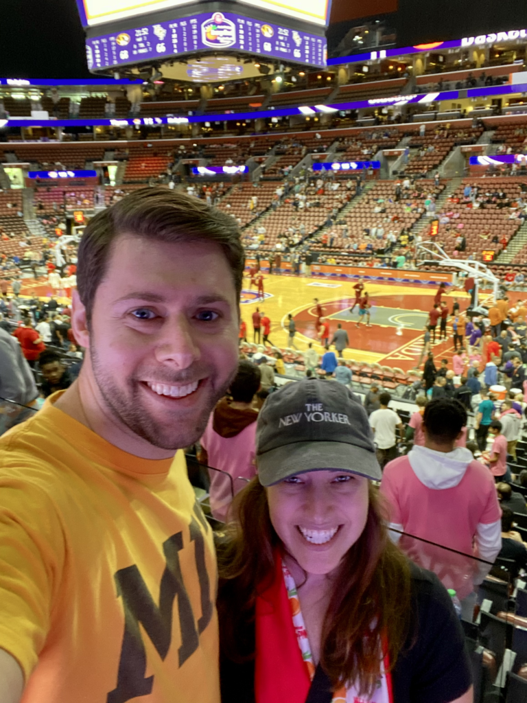 Sally and I pose for a photo after Mizzou beat UCF on a buzzer-beating 3-pointer.