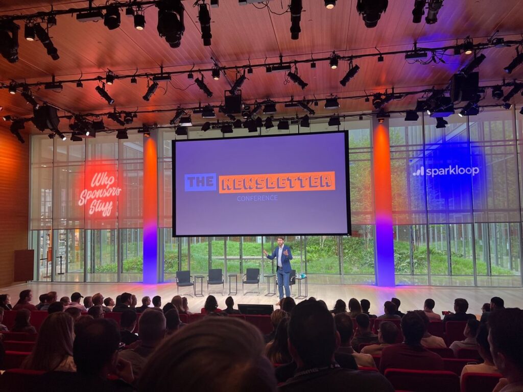 Me, on stage, at the very first Newsletter Conference in 2024.